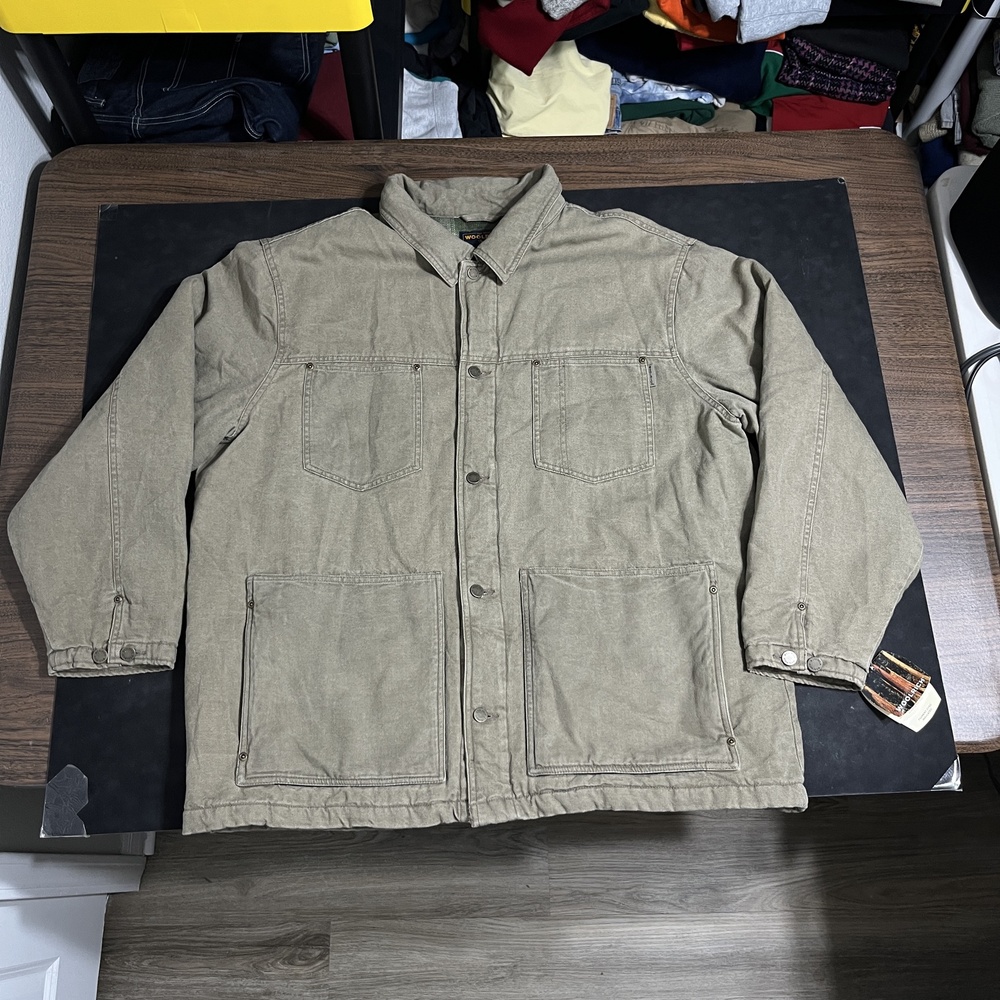 Woolrich Canvas Parka Mens XL Vintage Dyed Dark Wheat Insulated Plaid Work Coat